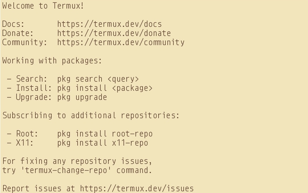 Termux Main Window