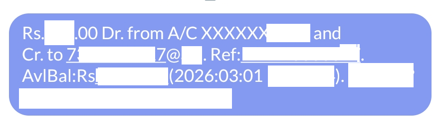 SMS Shows Correct details